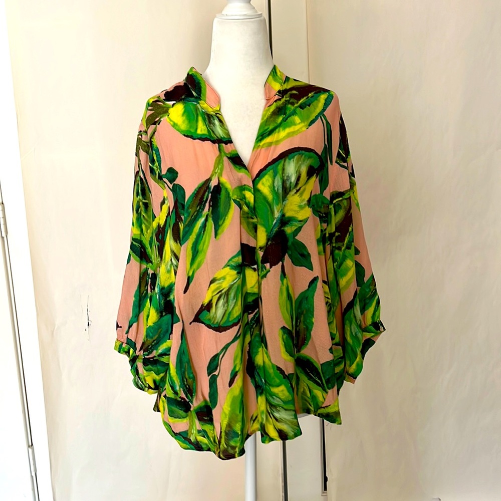 Tropical Leaf Print Top